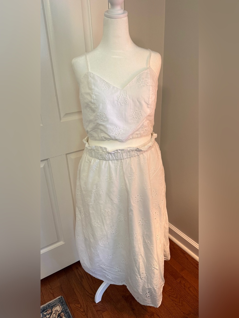 Universal Thread White Strapless Eyelet Midi Sundress